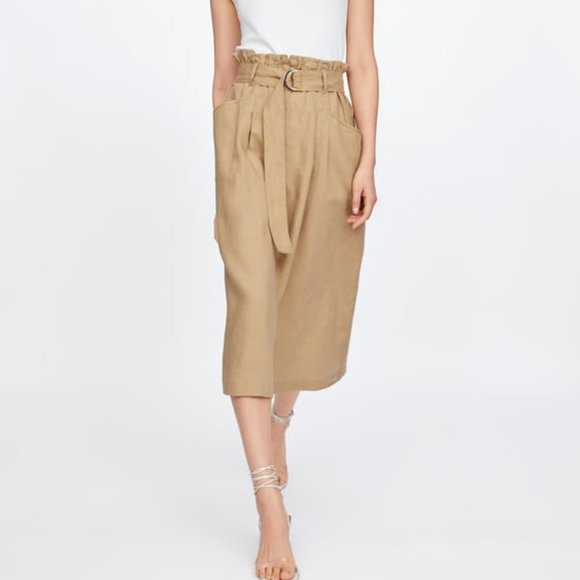 NWT ZARA BELTED LINEN SKIRT 8119/047 - Picture 2 of 9